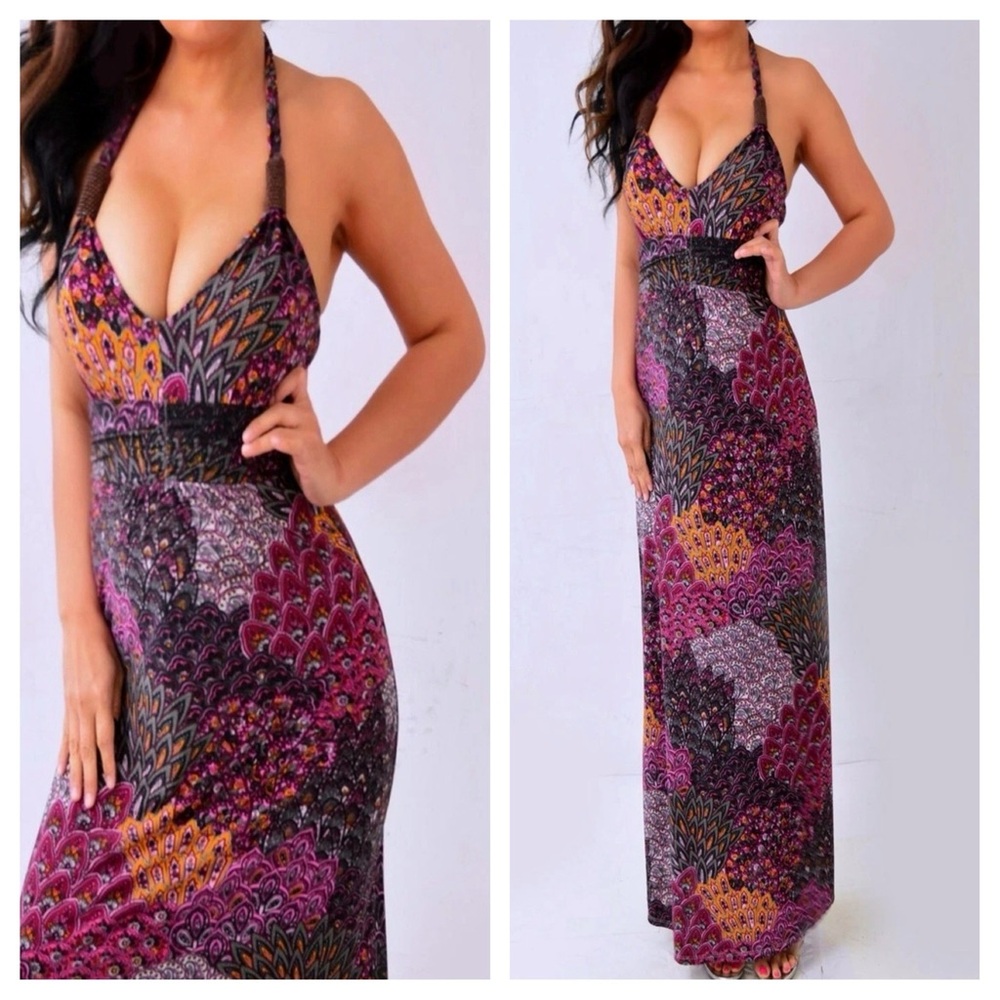 Vibrant Halter Maxi Dress